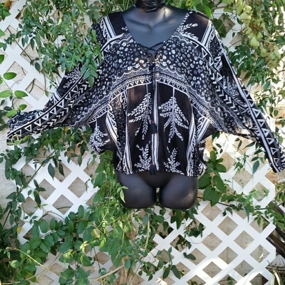 Free People Yo Yo Geo‎ Peasant Top - Picture 4 of 6